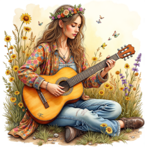 Woman playing guitar