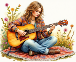 Woman playing guitar