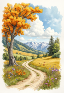 Digital Watercolor Road