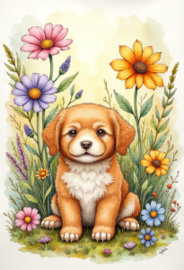 Digital Watercolor Puppy