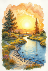 Digital Watercolor River