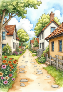 Digital Watercolor Town