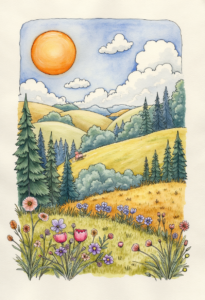 Digital Watercolor Hills