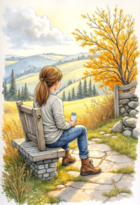 Digital Watercolor Girl Sitting