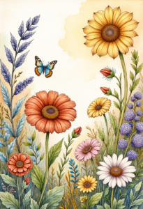 Digital Watercolor Flowers