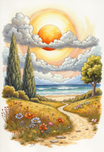 Digital Watercolor Sunrise