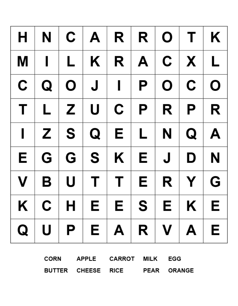 Food Word Search