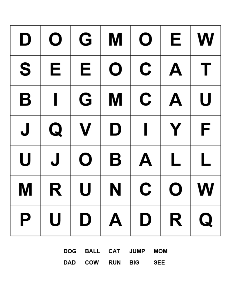 Sight Word Search 1