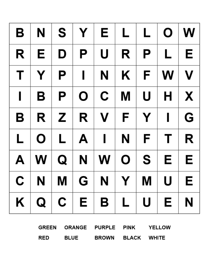 Colors Word Search